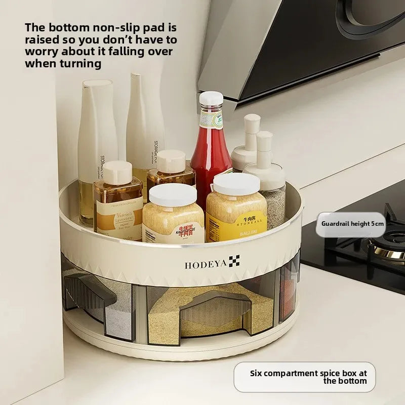 360° Rotating Double-Layer Spice Rack Kitchen Organizer