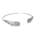 Angel Wings Silver Open Bangle Bracelet – Adjustable Women's Cuff