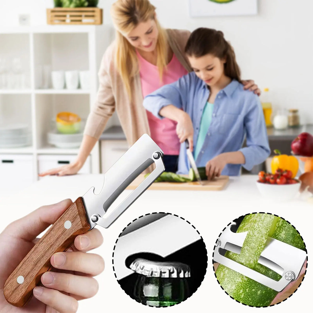 Stainless Steel Fruit & Vegetable Peeler | Wooden Handle