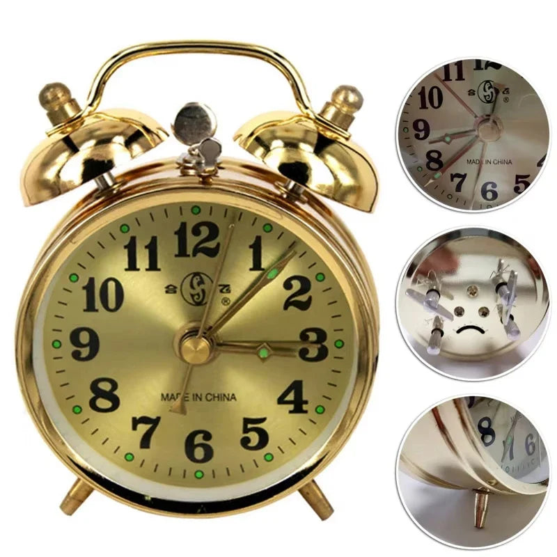 NOCCLILI Metal Mechanical Wind-Up Alarm Clock | 7cm Gold Retro