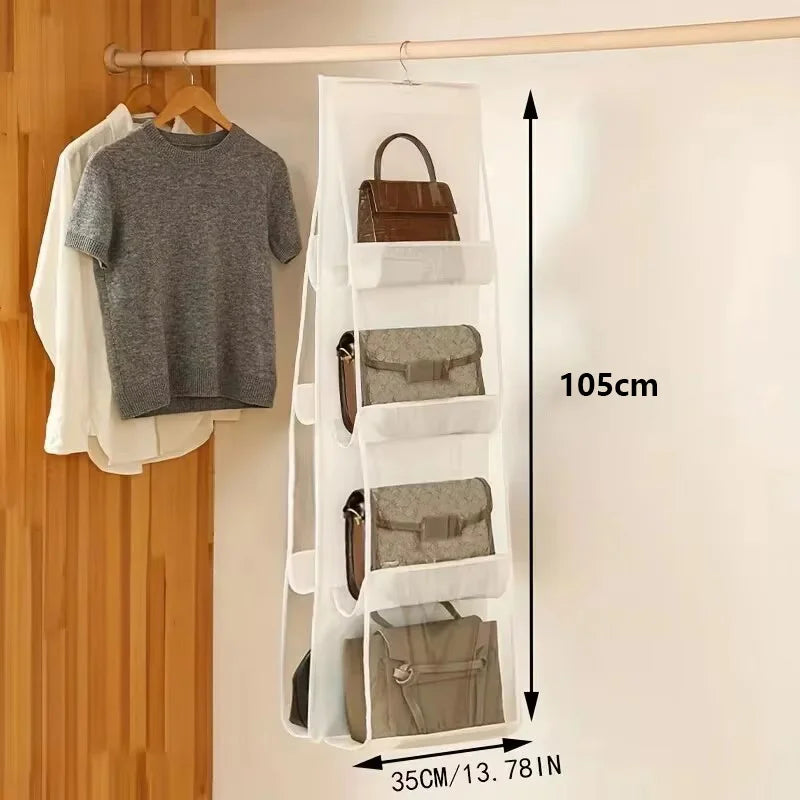 Hanging Closet Organizer – 8 Clear Pockets for Bags & Purses