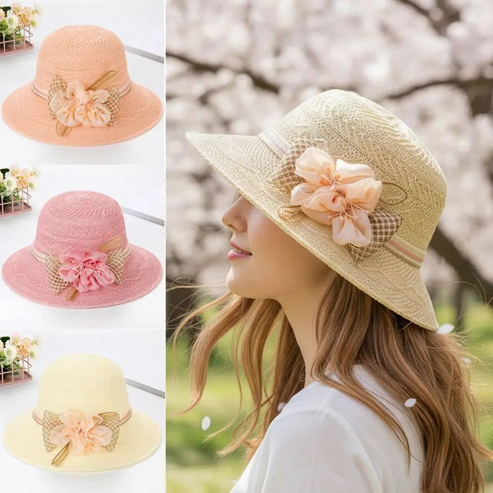 Women's Wide Brim Foldable Straw Sun Hat – Floral Beach Hat