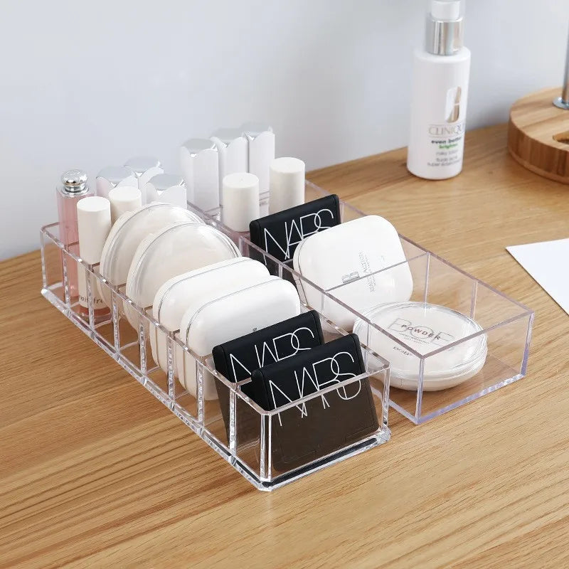 Transparent Acrylic Makeup Organizer – 6-Grid Desktop Storage Box