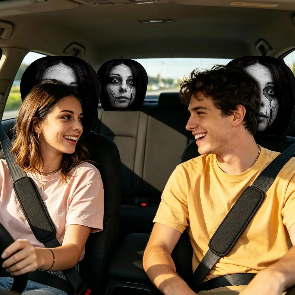 Halloween Spooky Face Car Headrest Covers – 2 Pack Universal