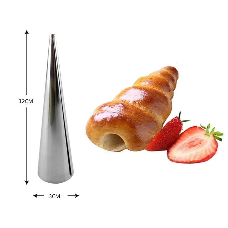 Lot Baking Cones Stainless Steel Spiral Croissant Tubes Horn Bread