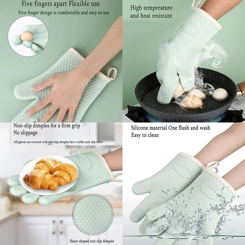 BBQ Oven Gloves | Anti-Slip Heat-Resistant Silicone 300°C