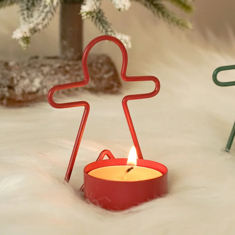 Simple Gingerbread Man Candlestick Decoration Ins Christmas-themed