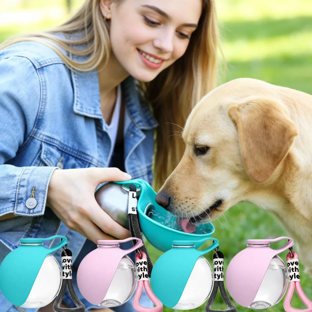 2-in-1 Pet Silicone Hiking Feeders Creative Portable Outdoor Water