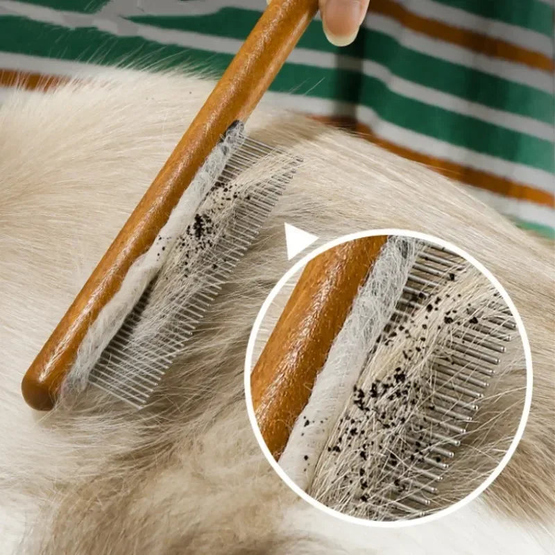Wooden Pet Grooming Comb – Cat & Dog Detangling Brush