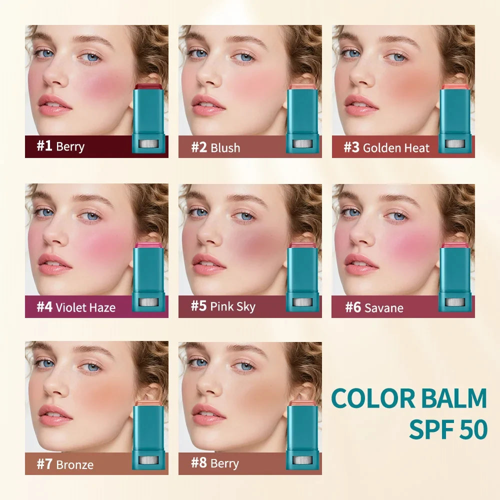 Color Balm SPF 50 Lip & Cheek Tint – 8 Shades Buildable Blush