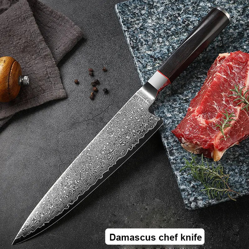 8-Inch 67-Layer Damascus Steel Chef Knife – Walnut Handle