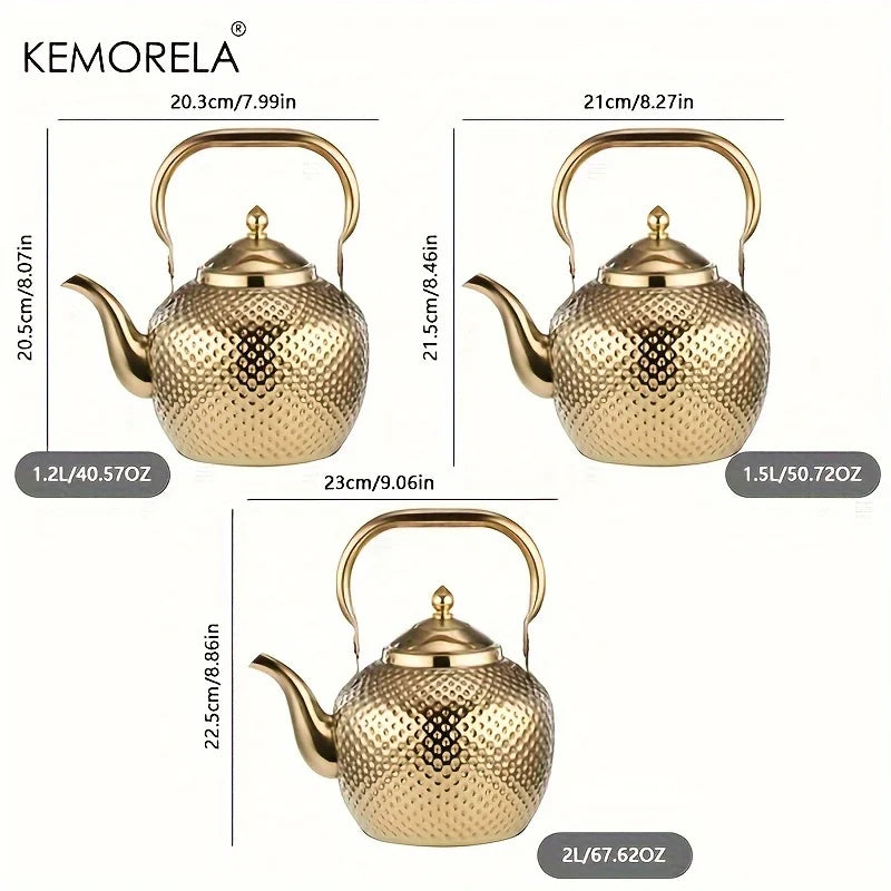 KEMORELA Stainless Steel Tea Kettle with Filter | 1.2–2L