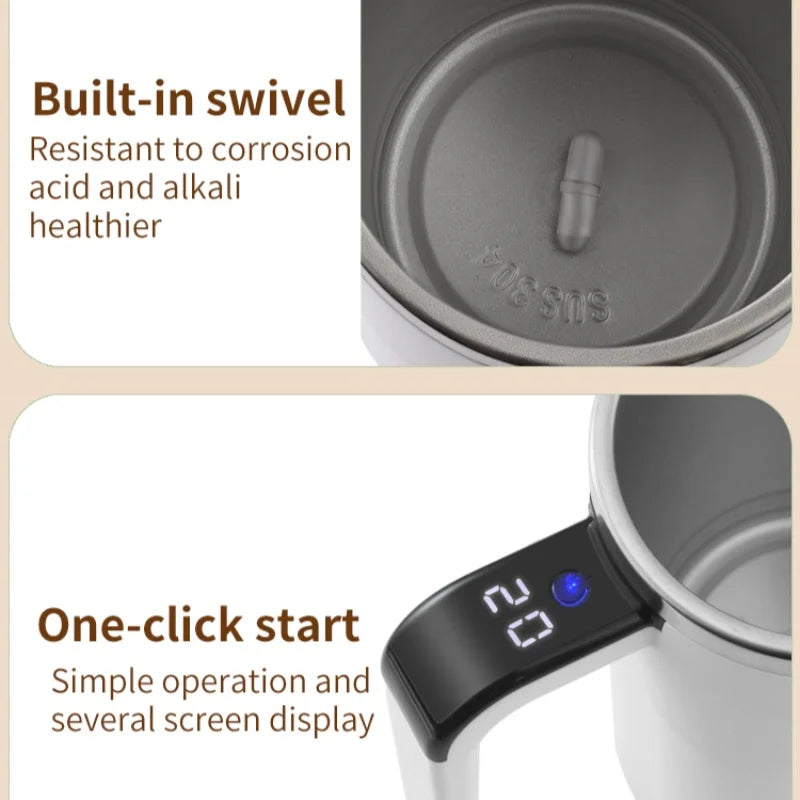HOMEFISH 380ml Self-Stirring Mug | USB Rechargeable, IP67