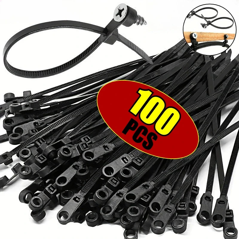 Screw Hole Nylon Cable Ties – Reusable Self-Locking Zip Ties
