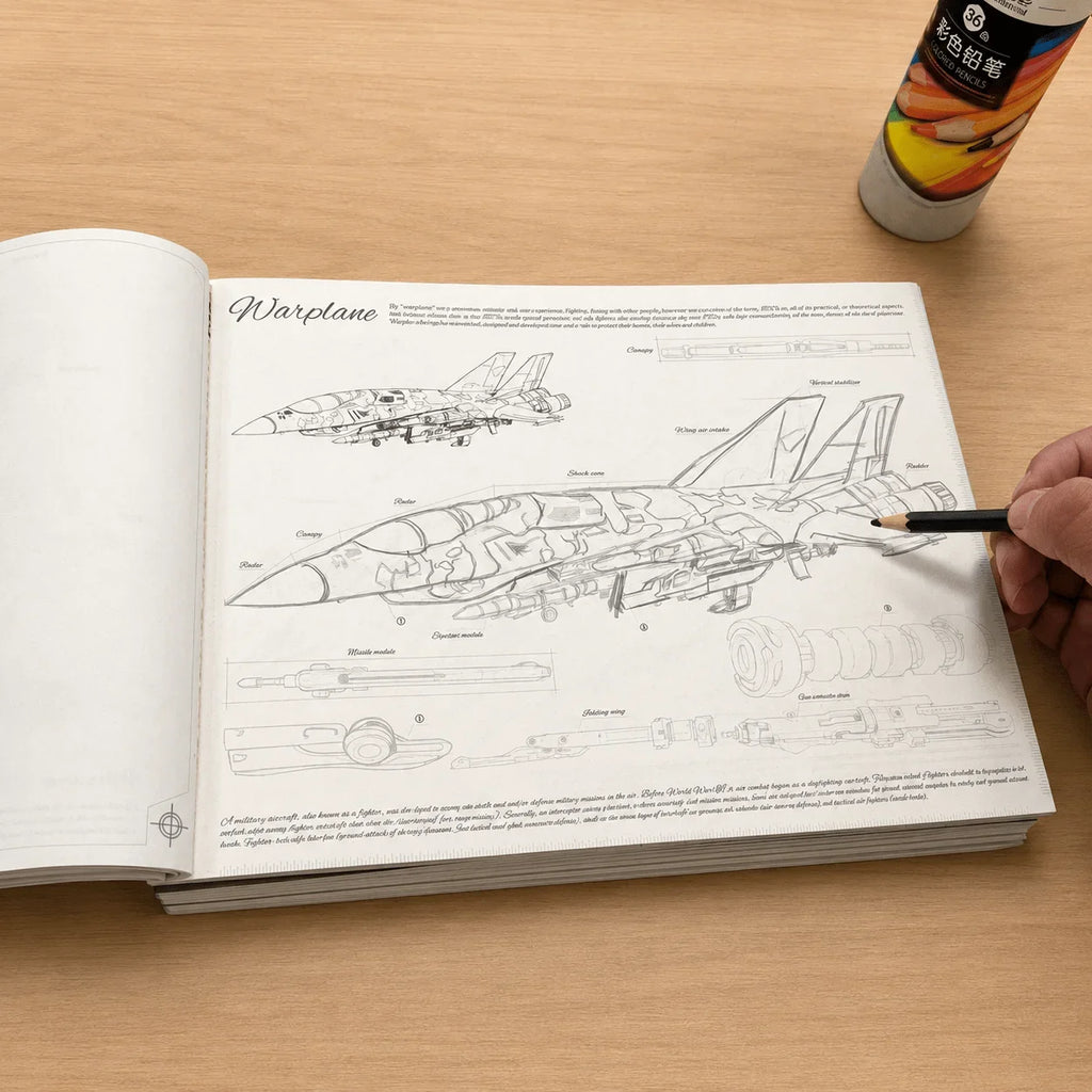 Aircraft Sketch Tracing Book 72 Pages Fighter Jet Helicopter Line