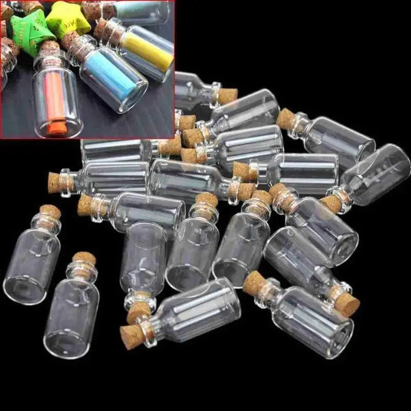 10-Pack Mini Cork Glass Bottles Vials 24x12mm – Craft & Jewelry