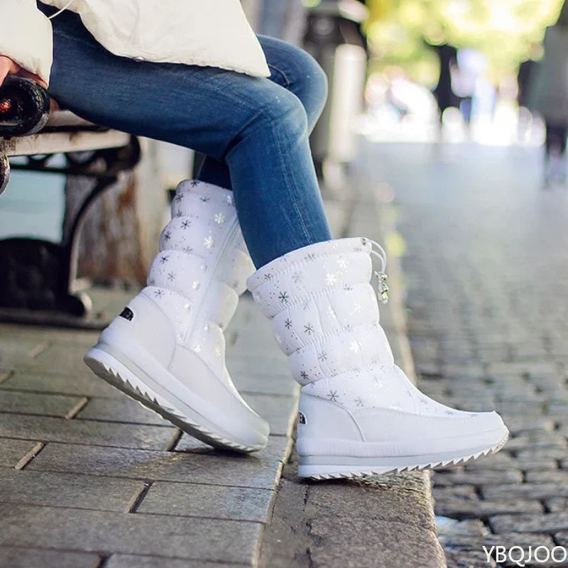Women's Waterproof Non-Slip Plush Mid-Calf Snow Boots