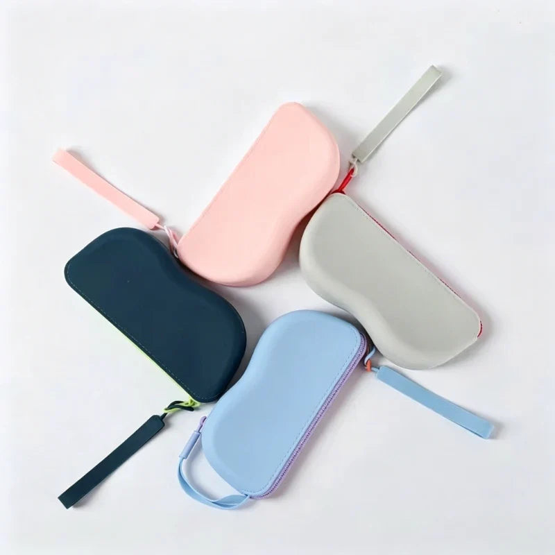 Portable Silicone Glasses Case Zipper Closure Minimalist Eyeglass