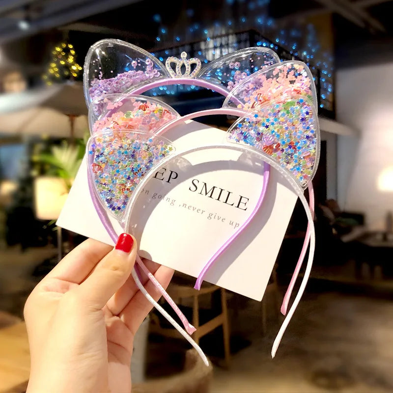 Cute Shining Sequin Cat Ears Hairband Girls Sweet Princess Headband