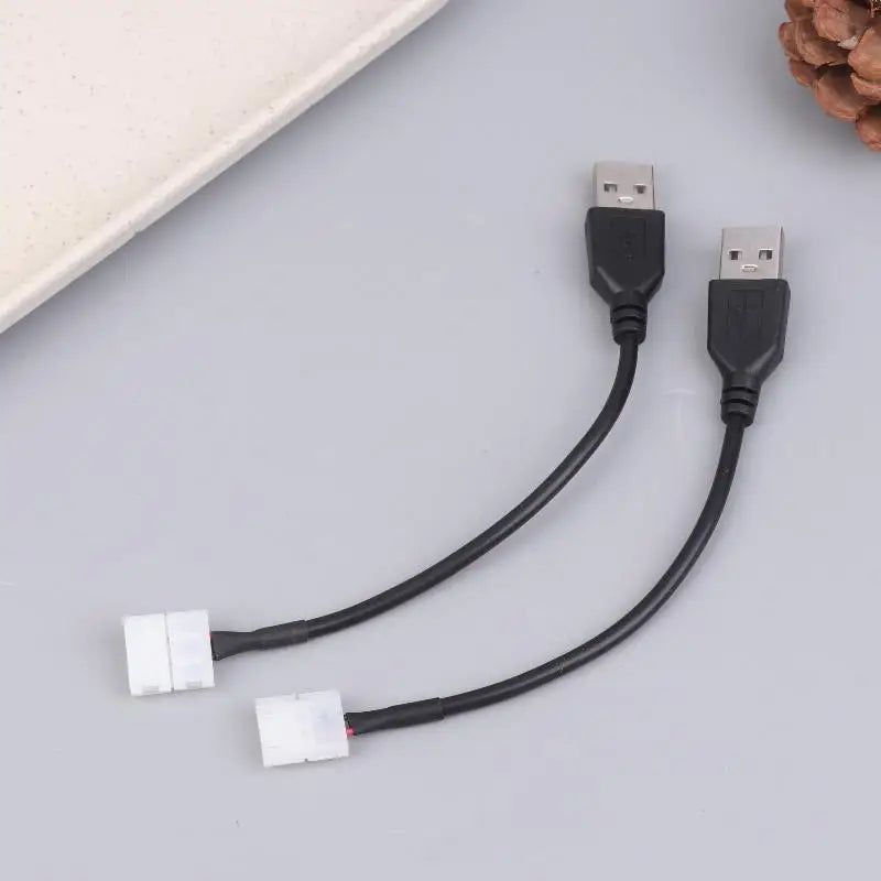 USB Cable Connector 2pin 8 Welding LED Strip Ribbon Light Adaptor DIY