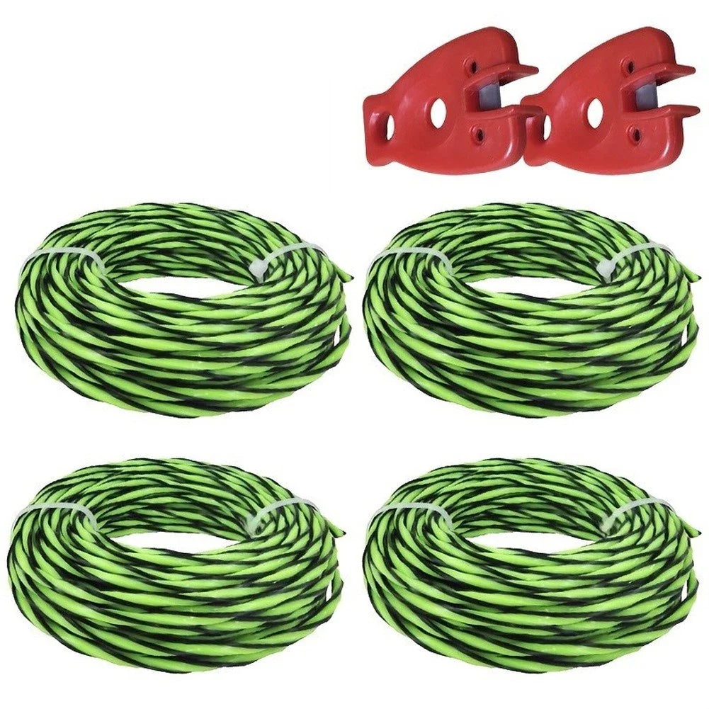 Twisted Dual-Color Nylon Trimmer Line 4 Rolls + 2 Cutters