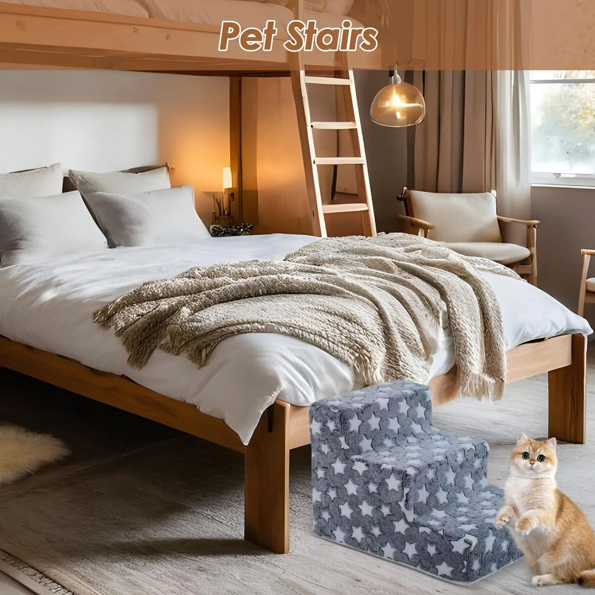 Dog Steps Bed 3 Non-slip Cat Stairs Ramp Couch Removable Ladder