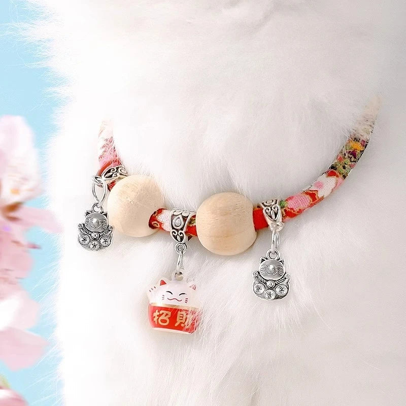 Cat Collar with Bell & Sash – Kitten Neckerchief Neck Band