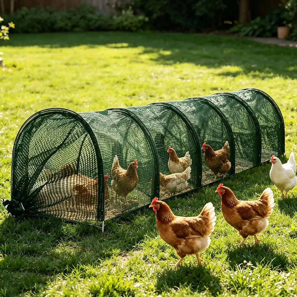 Foldable Chicken Tunnel Run – Outdoor Poultry & Pet Enclosure