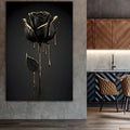 Golden Black Rose Canvas Wall Art | Floral Poster Room Decor