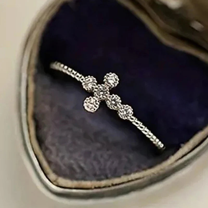 Huitan Cross Ring for Women – CZ Zirconia Gold & Silver Tone