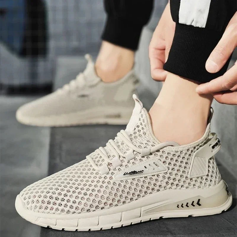 YBQJOO Men's Breathable Mesh Sneakers – Soft Sole Casual Shoes