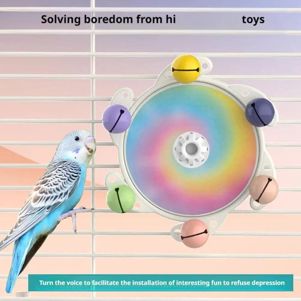 Parrot Rotating Chew Toy – Spinner Wheel with Bells & Ball