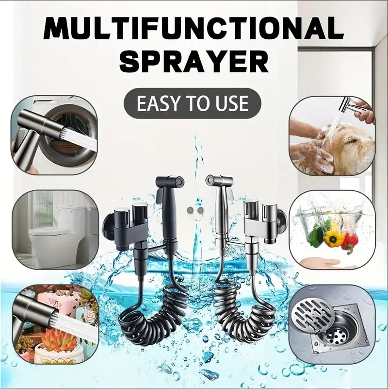 Toilet Spray Gun Kit with Handle & Flexible Hose | Bidet Sprayer