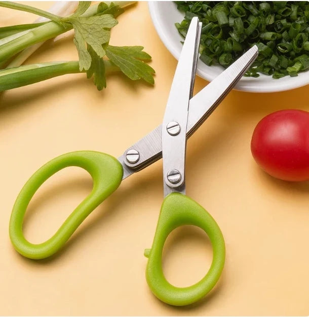 Multi-Layer Stainless Steel Kitchen Scissors | Herb & Veggie Cutter