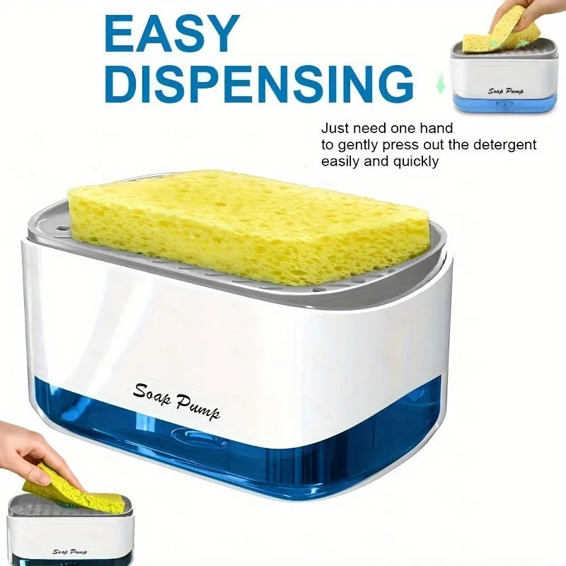 2-in-1 Kitchen Soap Dispenser & Sponge Holder | Large Capacity