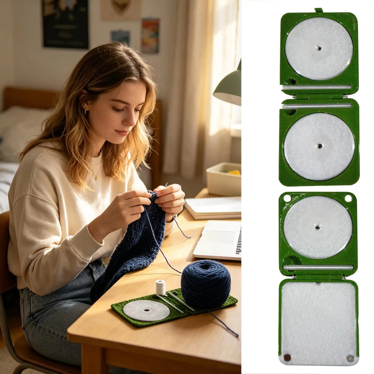 Portable Foldable Yarn Holder – Rotating Spool Spinner Box