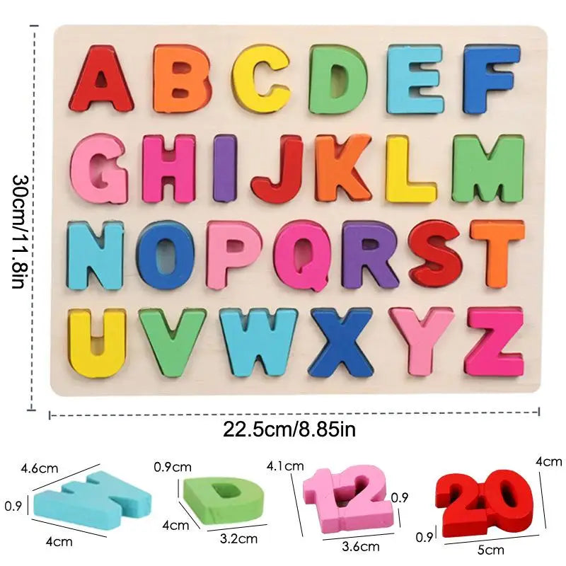 Wooden Alphabet & Number Montessori Puzzle – Kids Learning Toy