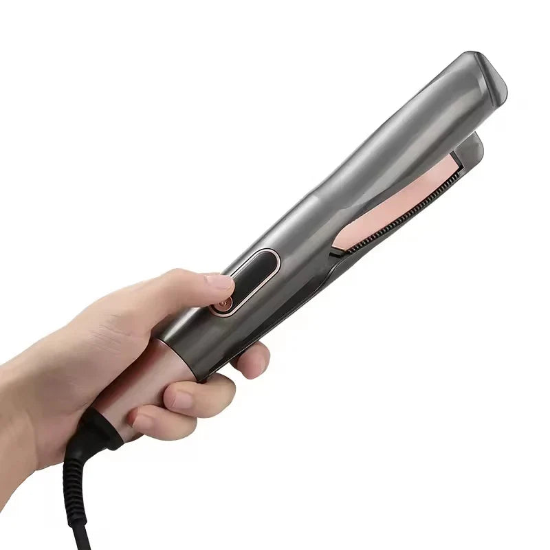 2-in-1 Twisted Flat Iron Hair Curler & Straightener | LCD