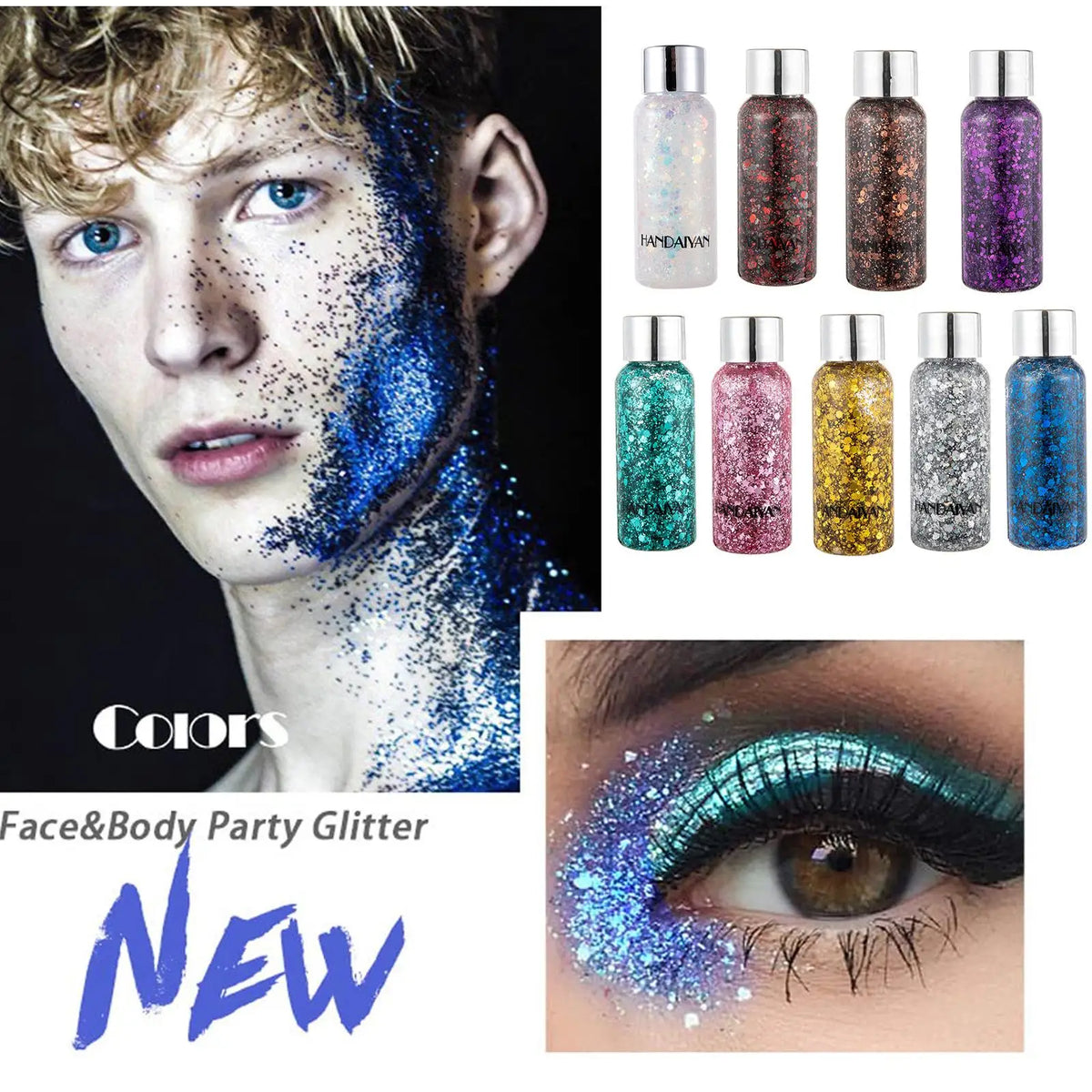 Eelhoe Diamond Glitter Body Gel – Face, Hair & Nails, 9 Colors