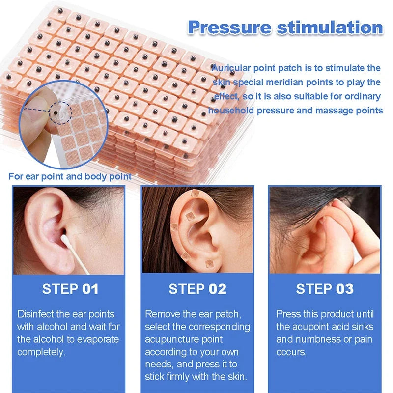 300 Ear Acupressure Seed Bead Stickers – Needle-Free Massage