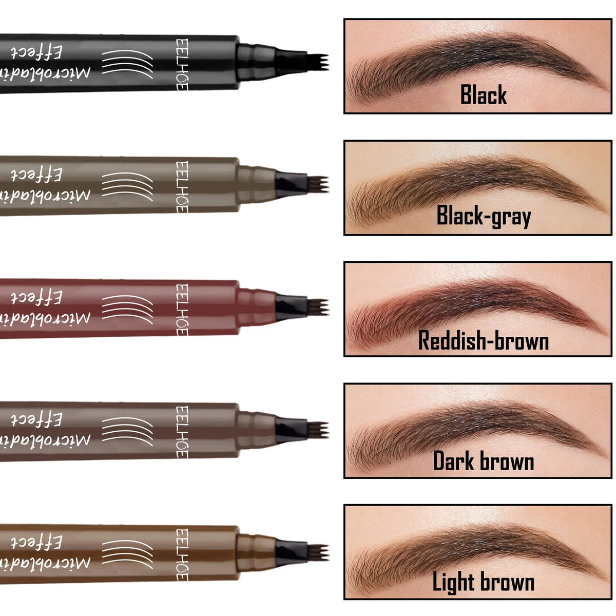 EELHOE 4-Point Microblading Eyebrow Pen | Waterproof, 5 Colors