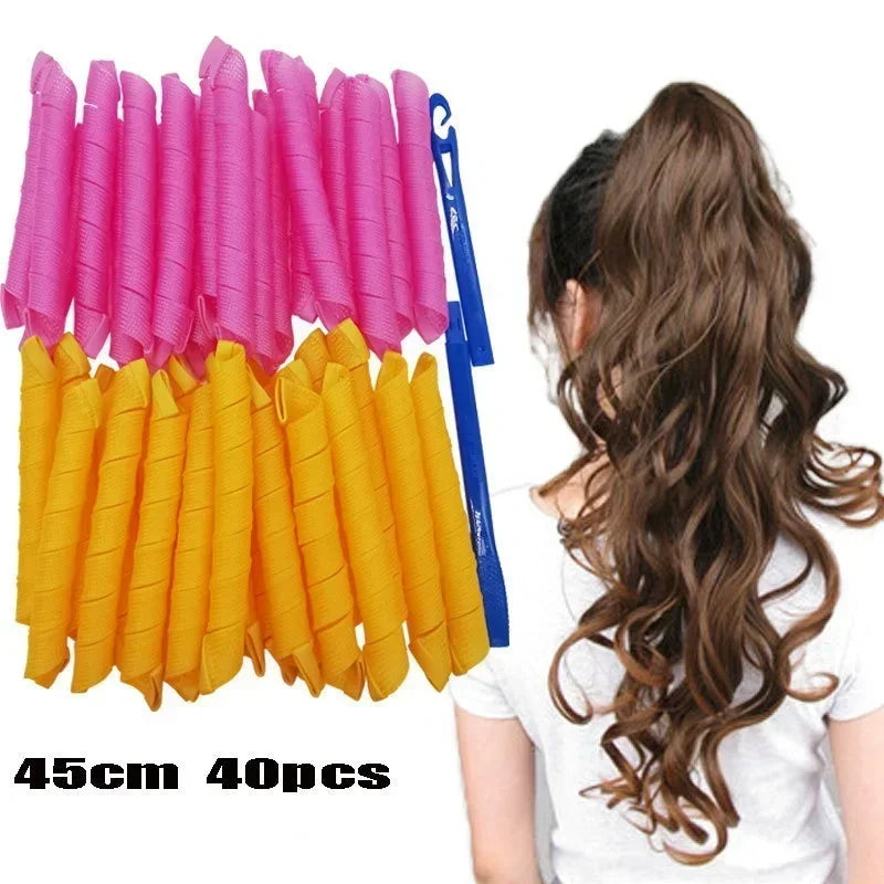 No-Heat Snail Shape Hair Rollers for DIY Spiral Curls | 30–65cm