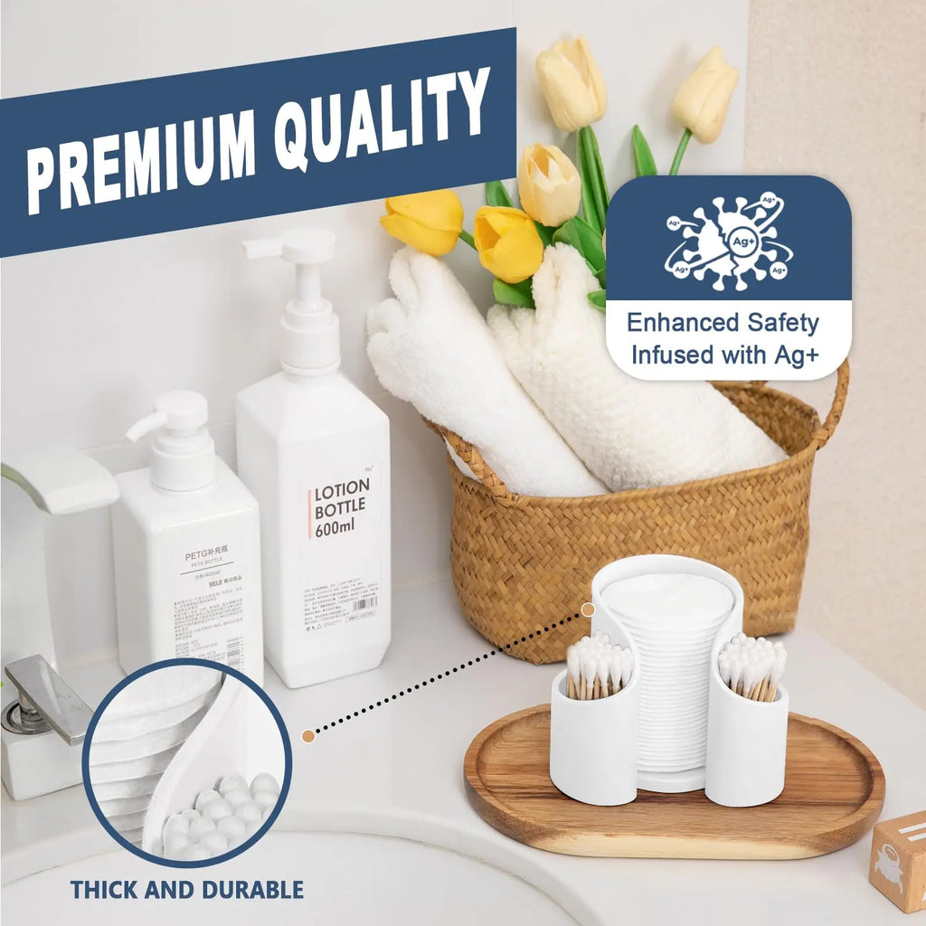 Cotton Pad QTips Holder Bathroom Cups Dental Floss Dispenser Storage