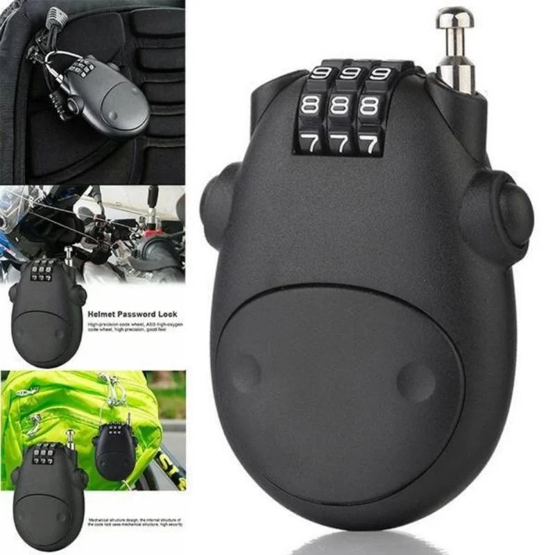 Retractable Steel Cable Combination Lock – Bike, Helmet & Travel