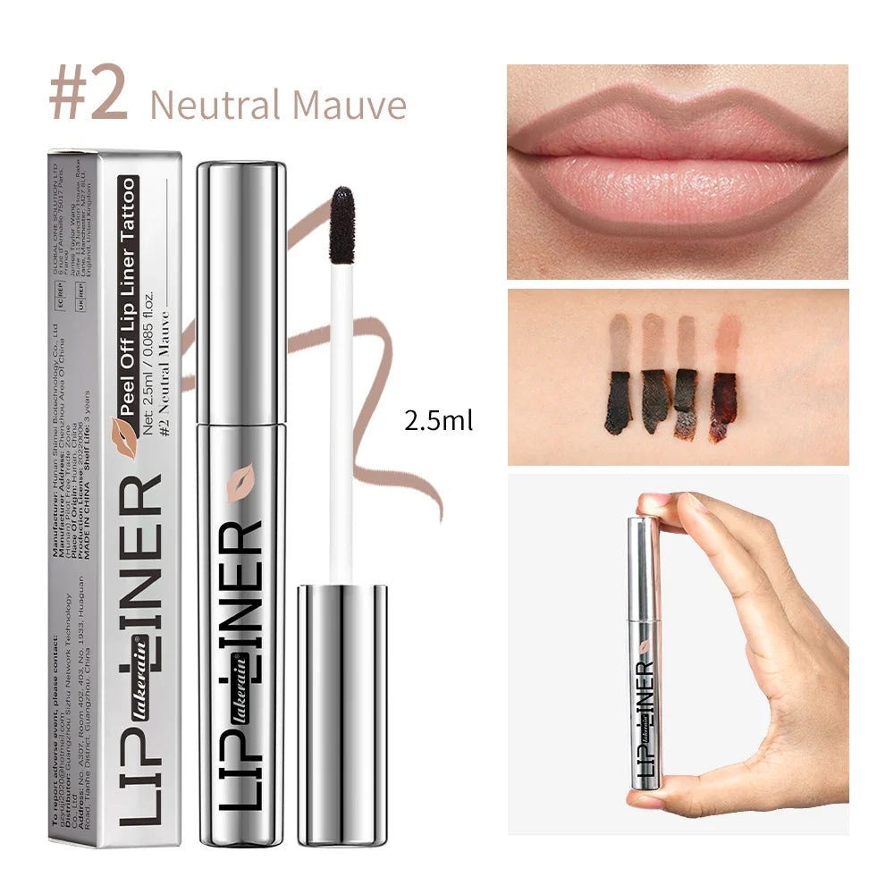 Peel Off Tattoo Lip Liner – Waterproof Matte Lip Stain, 4 Colors