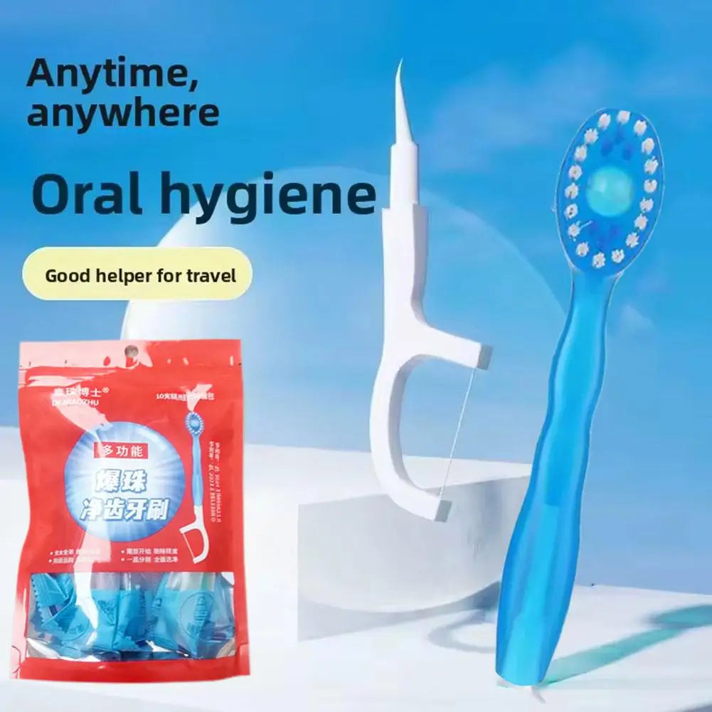 10-Pack Disposable Travel Toothbrush with Built-In Mint Toothpaste