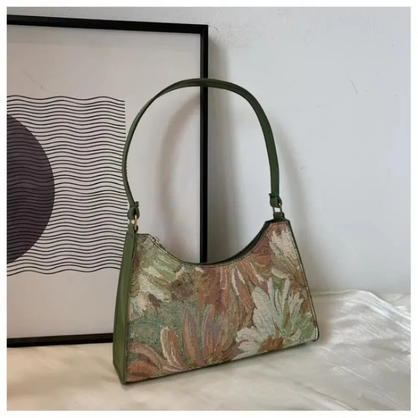 Women's Underarm Bags Autumn Trendy Oil Painting Shoulder Bag Cute