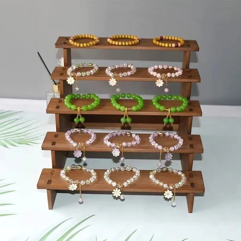 Wooden Multi-Tier Jewelry & Figurine Display Stand | 2–5 Layers