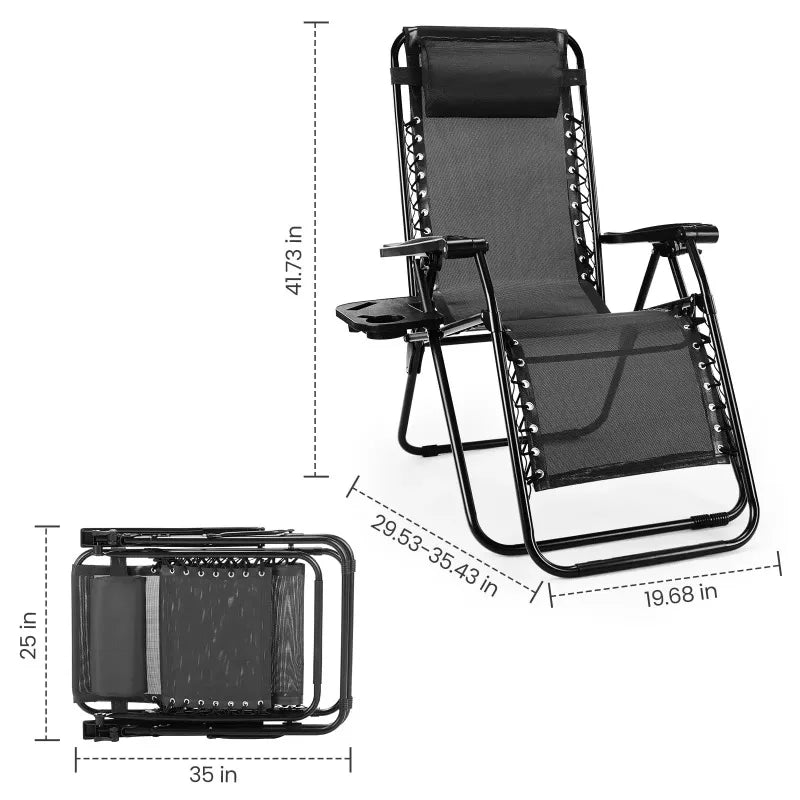 Zero Gravity Recliner Chair – Foldable Outdoor Lounge with Tray