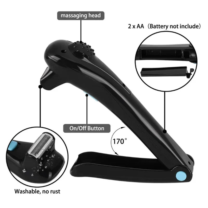 Long-Handle Double-Blade Back & Body Hair Trimmer Shaver